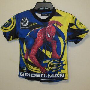 Vtg Y2K Spider-Man 2 All Over Print AOP Double Sided KIds sz 7 Shirt 2004 Movie